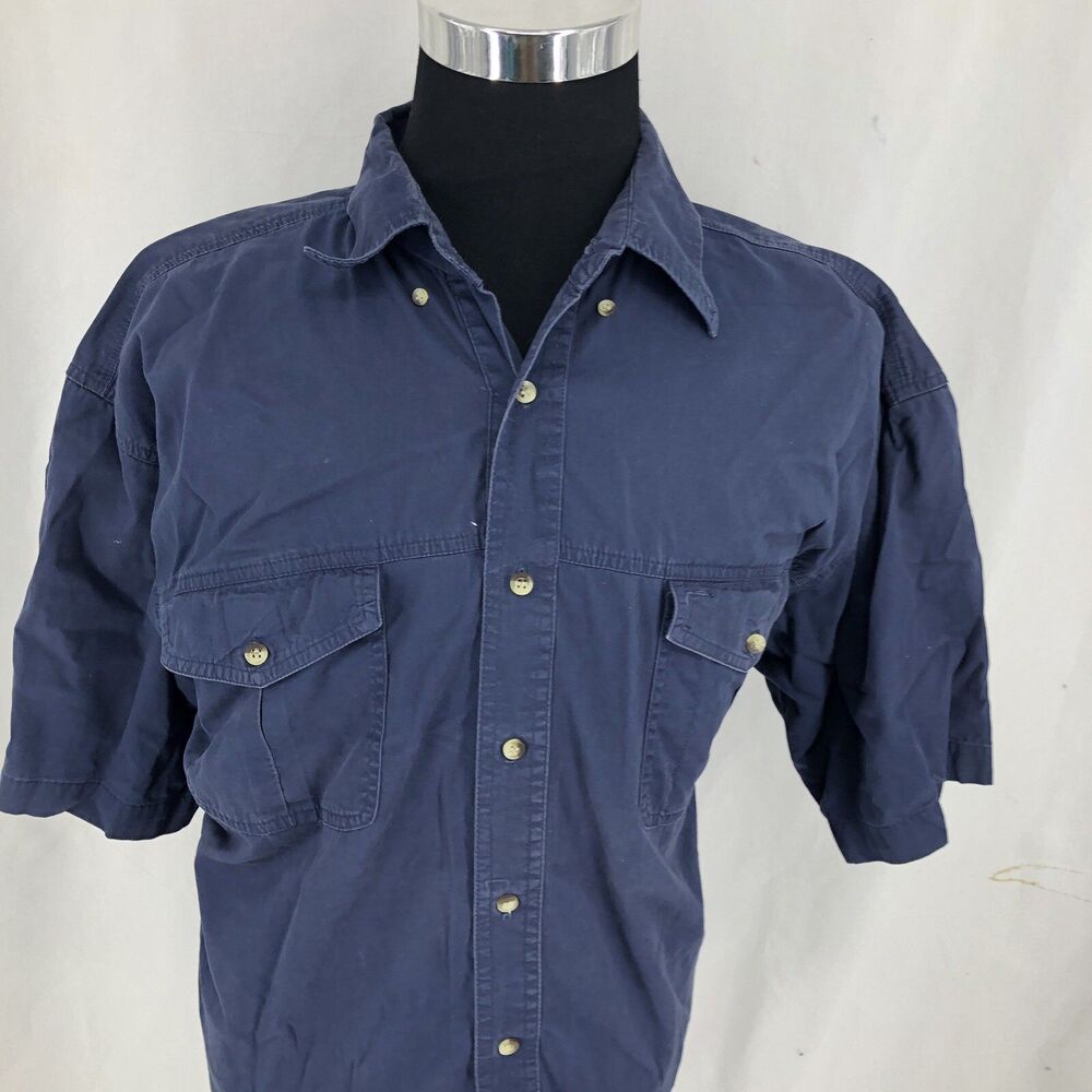 Field and Stream Short Sleeve Button Down Blue Outdoor Shirt XL